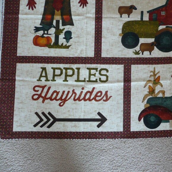 Cotton Fabric Panel Pumpkin Farm Fall Autumn Quilting Sewing Harvest - Picture 4 of 6